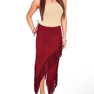 Red Scully Suede Skirt